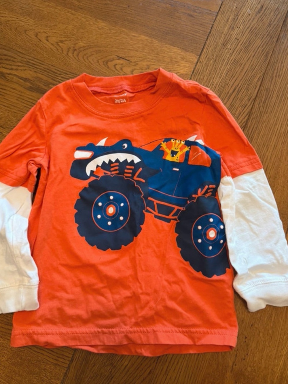 Carter's Orange Long-Sleeve Tee with Navy Monster Truck